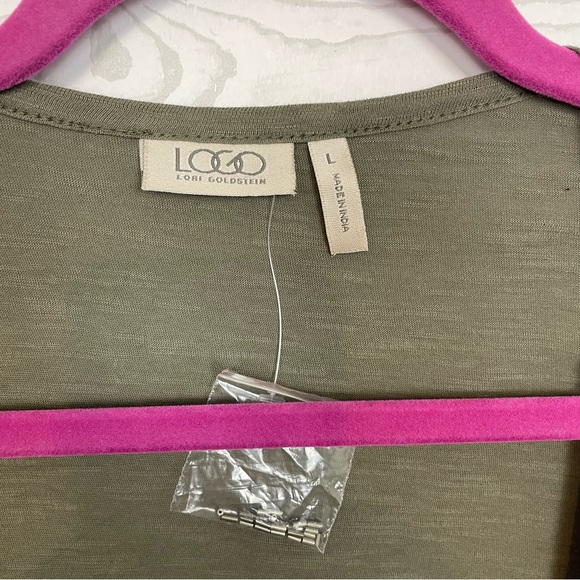 LOGO By Lori Goldstein Green Knit Floral Appliqué Vest Size Large NWOT - Picture 4 of 6